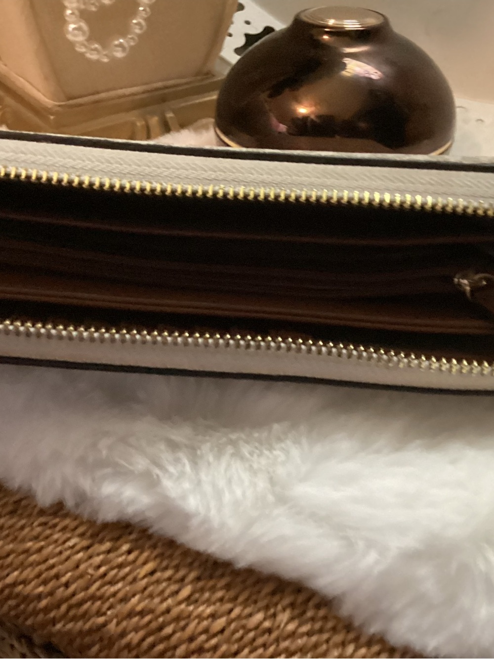 Michael Kors Cream Signature Zip Wristlet Wallet with Gold Hardware - Picture 6 of 7